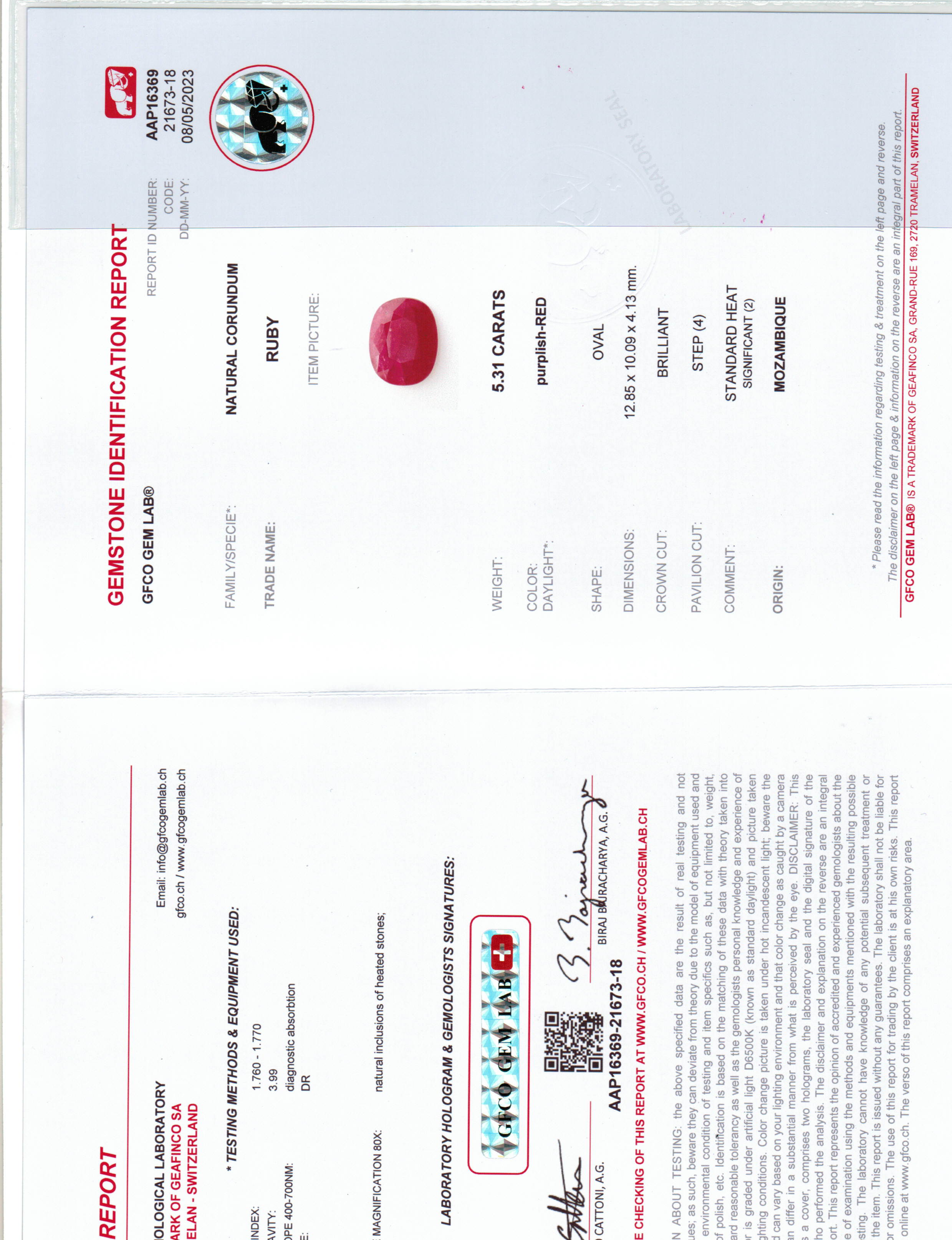 Ruby Oval: 5.31ct